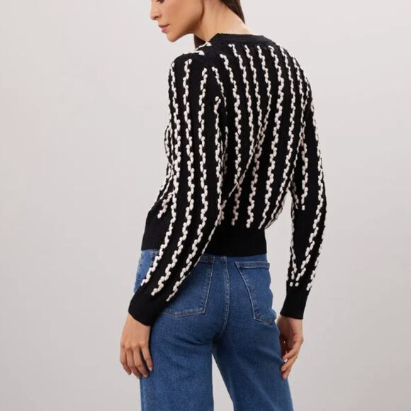 Jason Wu Black White Oversized Cable Knit Sweater MEDIUM Crew Soft Designer $380 - Picture 2 of 11